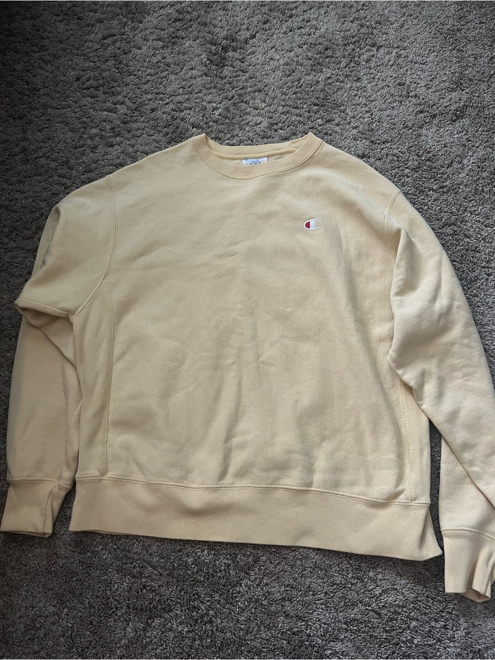 Champion Men's Light Cream Crewneck Sweatshirt